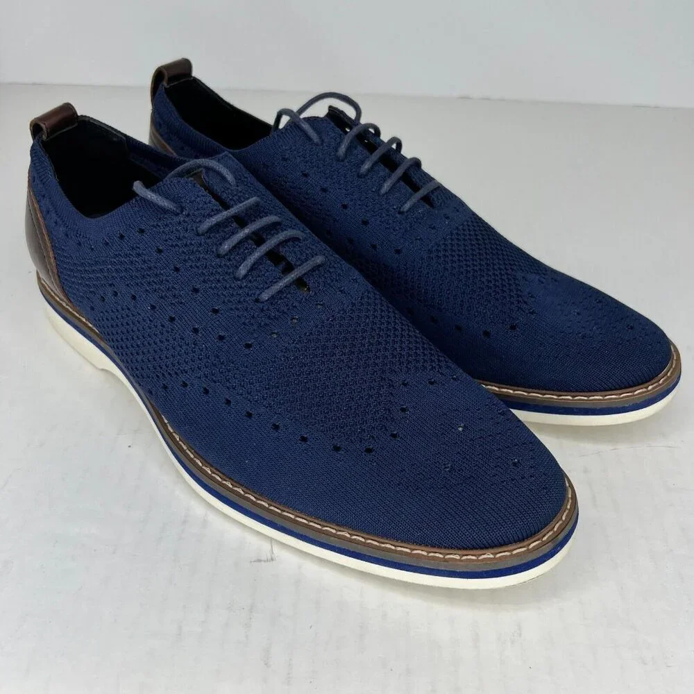 Aiden & Mason Mens AM-Albert3 Blue Oxford Wingtip Mesh Size 10.5M Casual Shoes